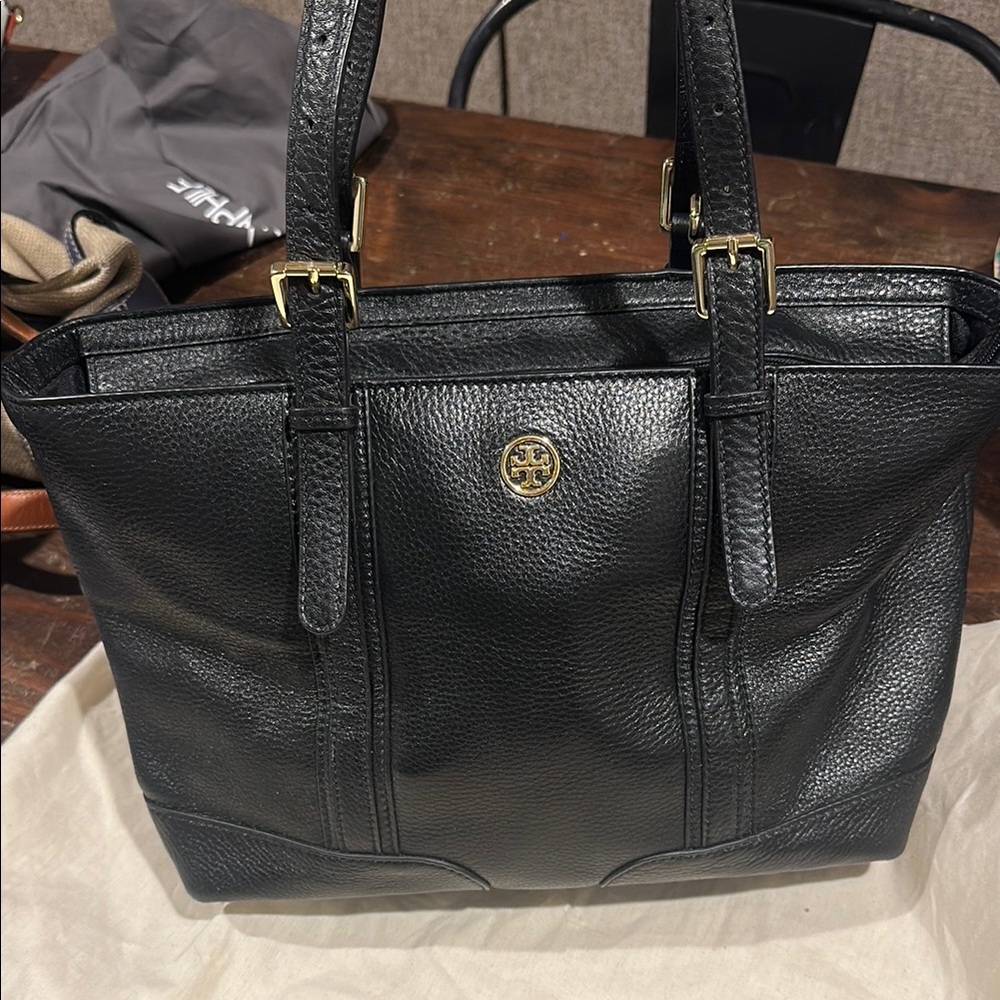 Tory Burch Black Leather Tote Bag